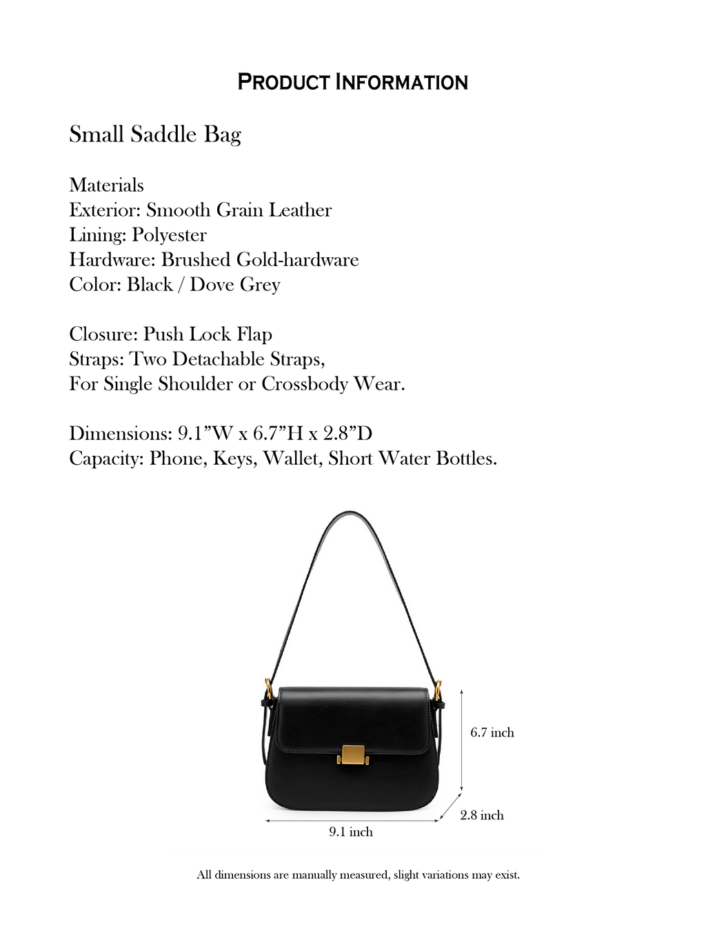 9.1" Saddle Bag in Smooth Grain Leather