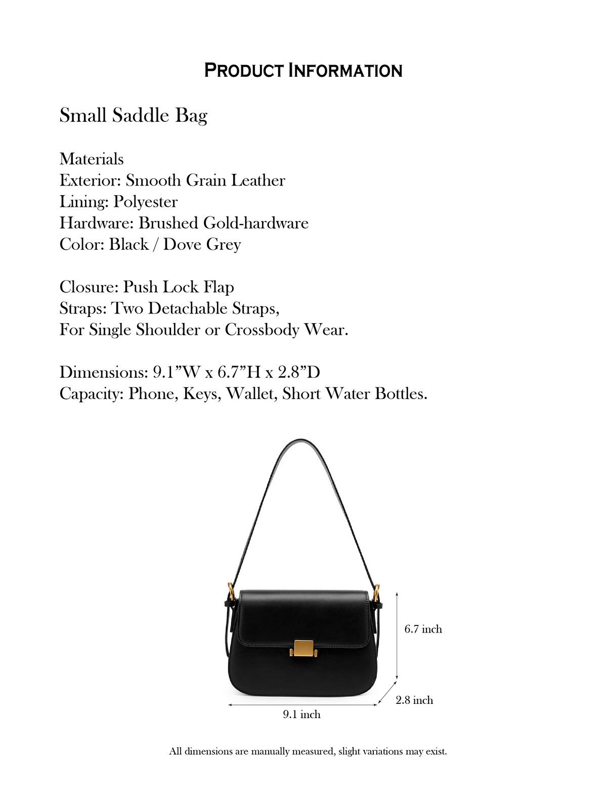 9.1" Saddle Bag in Smooth Grain Leather