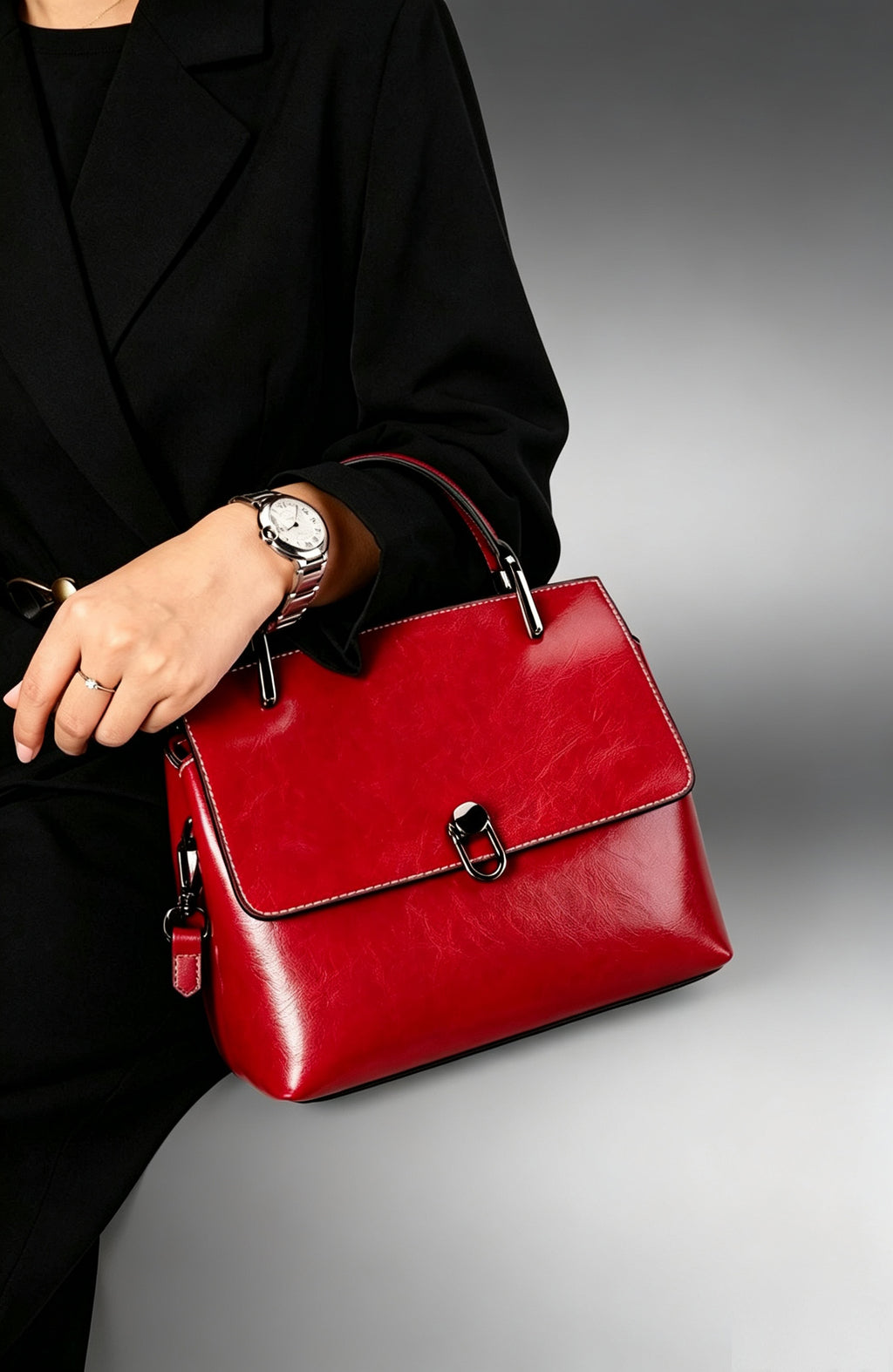 10.2" Handle Satchel in Top-Grain Leather