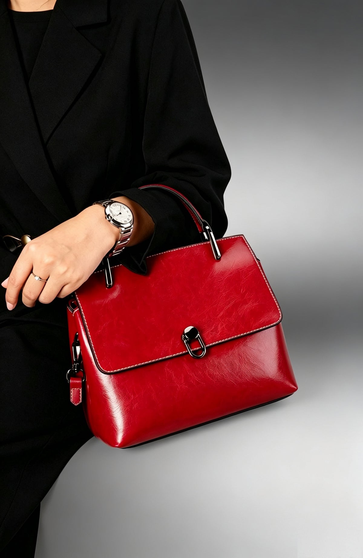 10.2" Handle Satchel in Top-Grain Leather