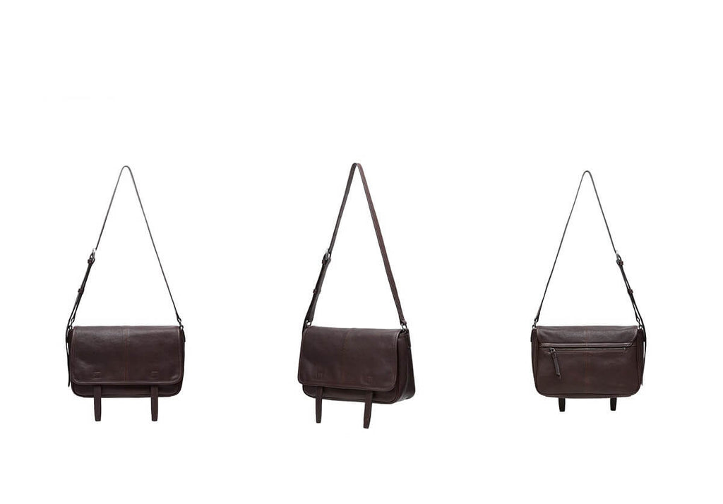 10.2"/11.8" Unisex Messenger Bag in Full-Grain Leather