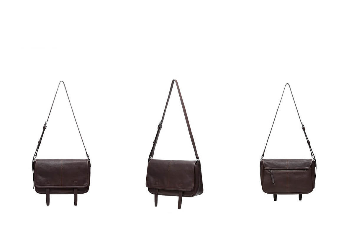 10.2"/11.8" Unisex Messenger Bag in Full-Grain Leather
