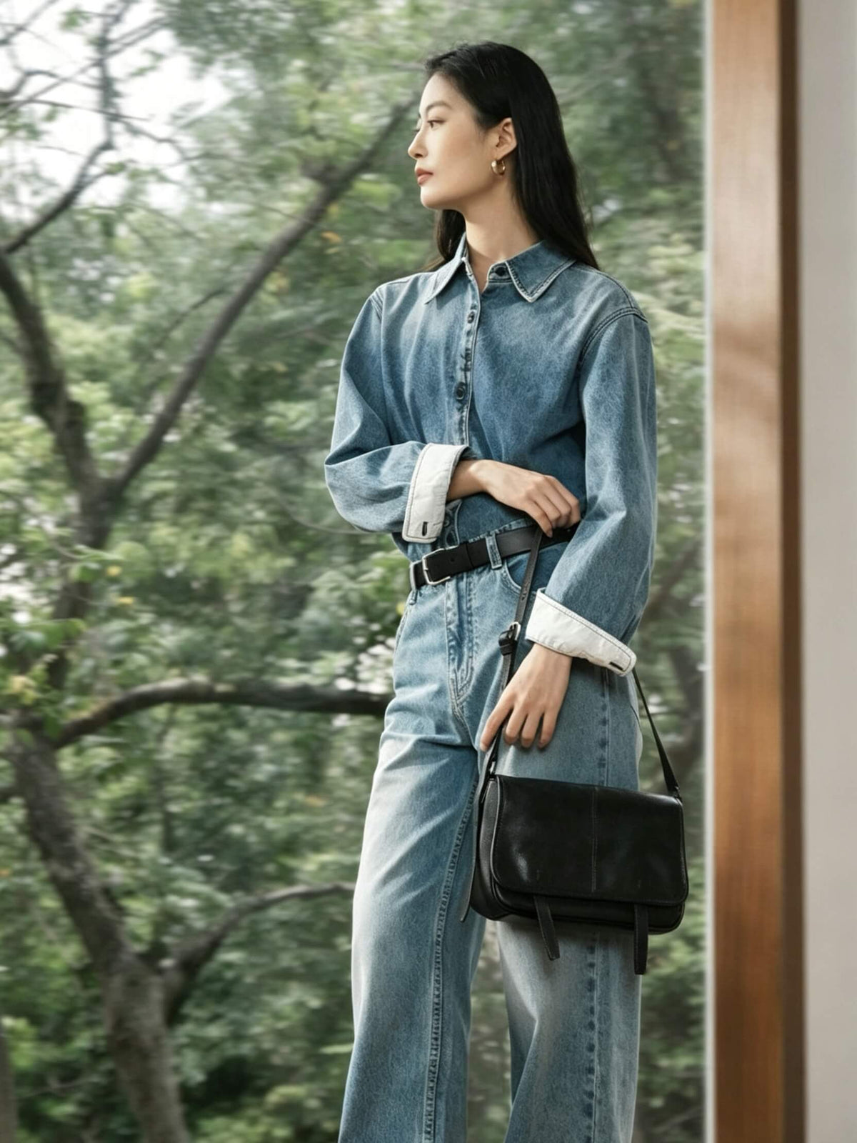 10.2"/11.8" Unisex Messenger Bag in Full-Grain Leather