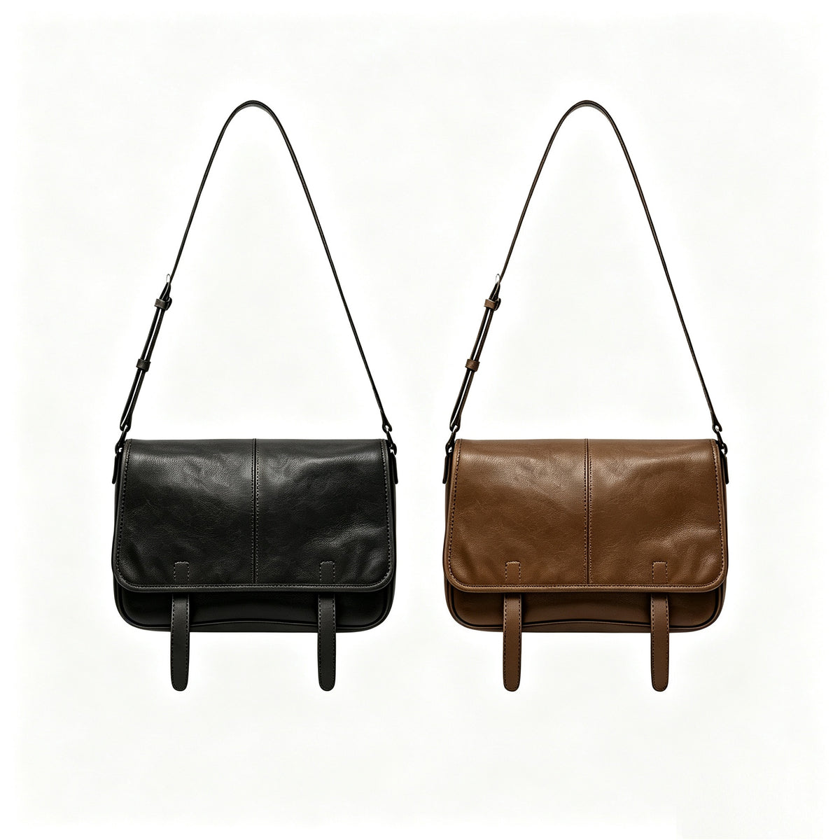 10.2"/11.8" Unisex Messenger Bag in Full-Grain Leather