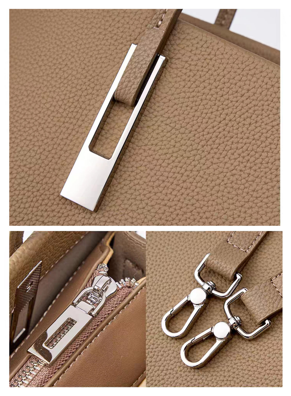 13.8” Unisex Togo Bag in Full-Grain Leather